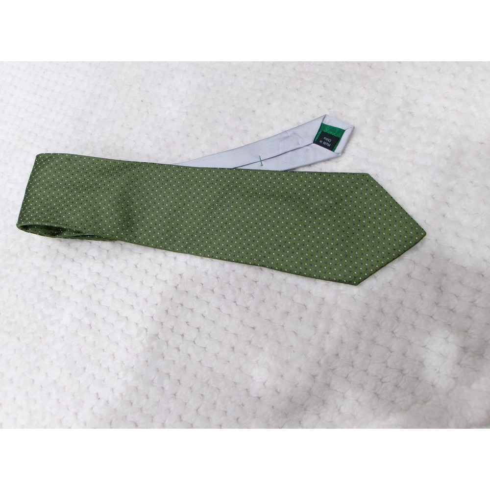Tommy Hilfiger Mens 3.75x58 Necktie Green Geometric Pindot‎ Silk Classic